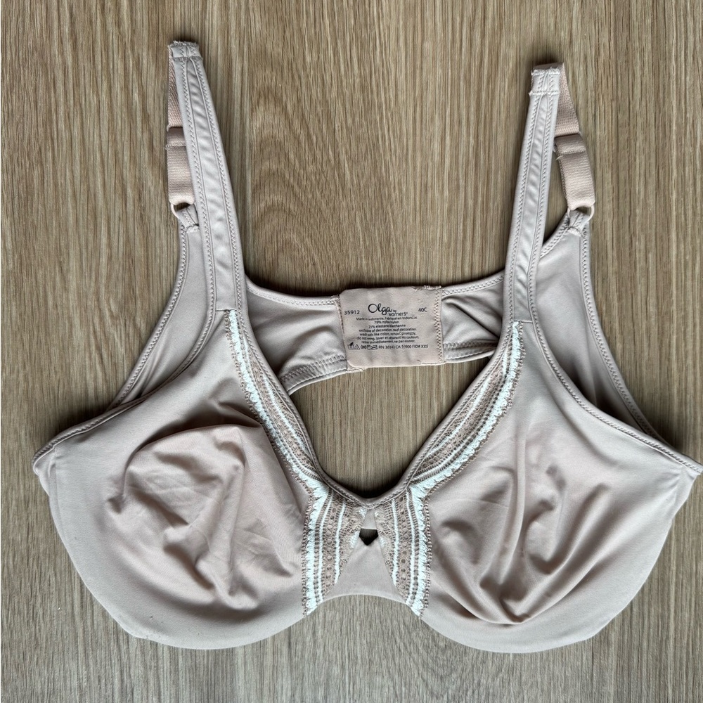 Olga Women's Beige Butterfly Effect Minimizer Underwired Bra 40C